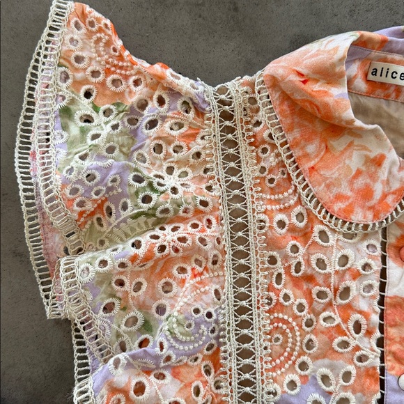 ALICE + OLIVIA | Embroidered Eyelet Top - Picture 12 of 14